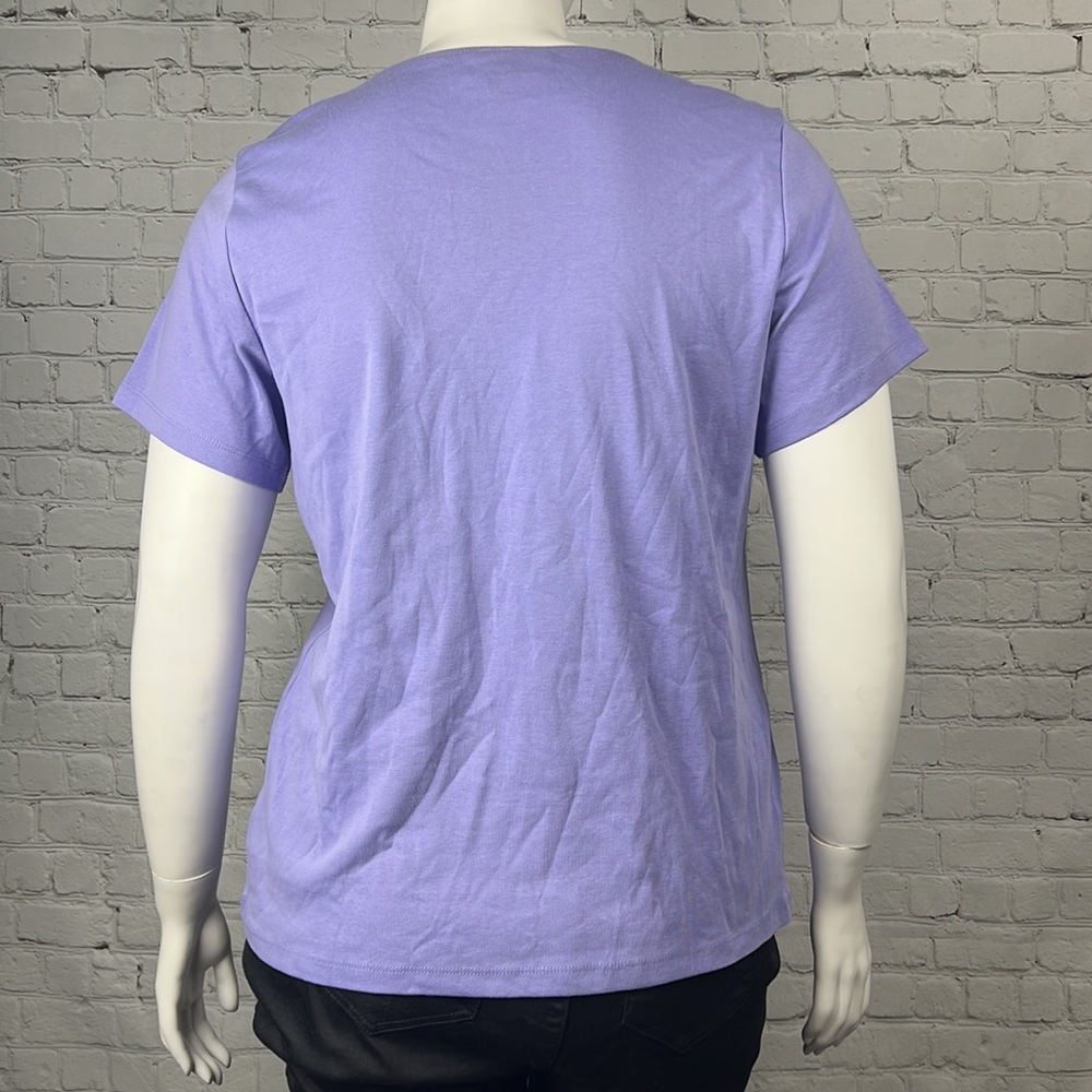 Light Purple Cotton Short Sleeve Scoopneck Top Plus Size 0X - Picture 3 of 5